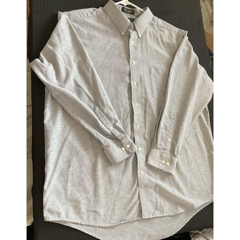 Cambridge Classics Shirt Mens 18 34/35 Gray Wrinkle Free Oxford Button‎ Down